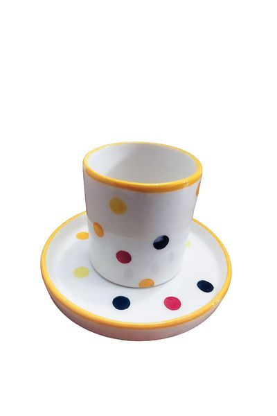 Ganita home 100 Cc Double Size Coffee Cup - Colorful Polka Dot 2 Pieces
