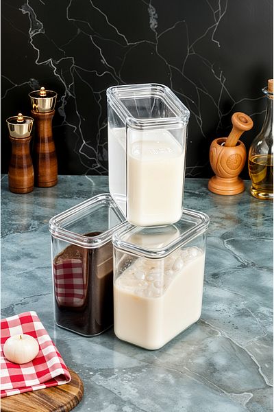 Milenay Crystal Clear 2 Liter Vacuum Silicone Gasket - 3 Plastic Storage Containers