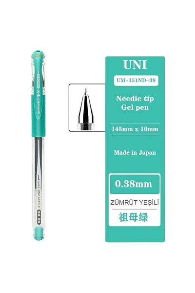 UNİ-BALL UNIBALL Signo Needle - 0.38 English Tip Gel Pen, Emerald Green (Three Pieces)