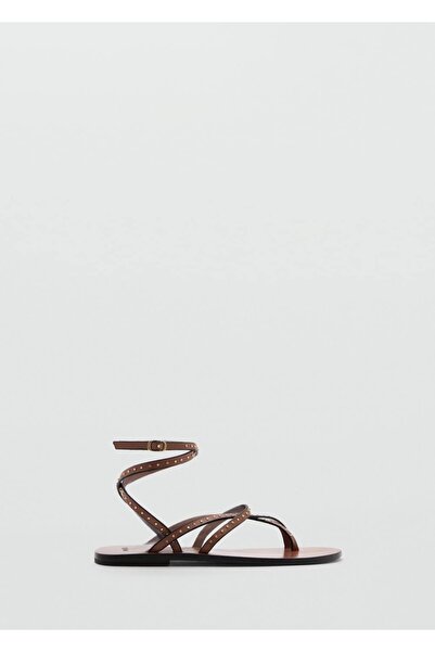 MANGO Woman Leather Band Detailed Sandals