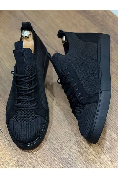 BOA Kb 112 Black Black Tabanknitwear Lace-Up Casual Men's Shoes
