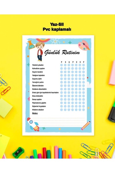 Ayışığı Dizayn Planificator zilnic pentru băieți Poster PVC Summer-Sil 21x30 cm