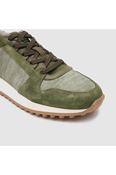 TOGO Yeşil Hakiki Deri & Kot Kumaş Kadın Sneaker Ayakkabı [060203]