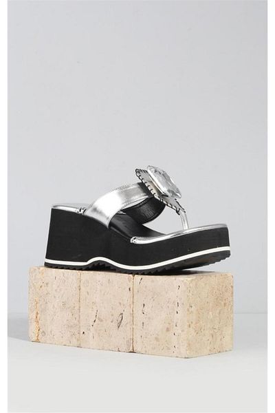 PARİS Paris Silver Eva Sole - Papuci de piatră specială neagră