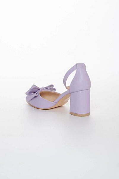 GULT Lilac Women's Summer Shoes - Thick and Low Heels, Bow Tie