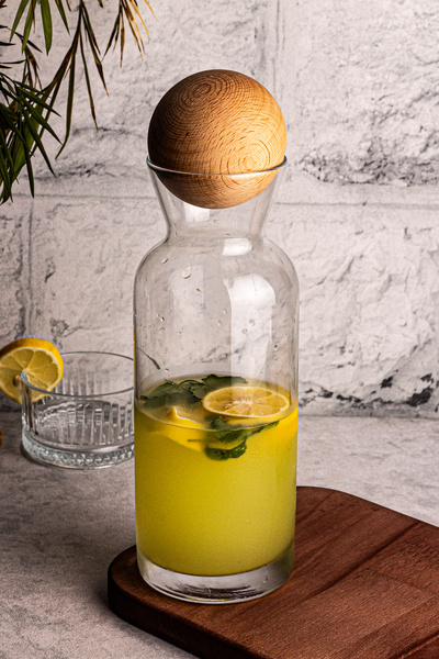 Snippy Ahşap Top Kapaklı Karaf / Sürahi 1200ml