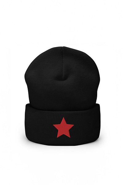 Külah Unisex Black Che Guevara Hat - Red Star Embroidery, Flexible and Beret Fold