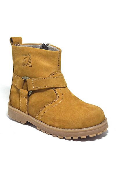 Rakerplus Chiron Genuine Leather Yellow Zippered Unisex Baby Boots