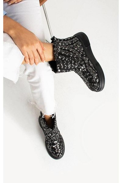 PARİS Paris Black Κεντημένα Μποτάκια Barak Casual