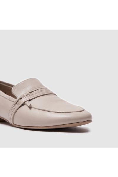 TOGO Ten Bej Hakiki Deri Kadın Loafer Ayakkabı [060108]