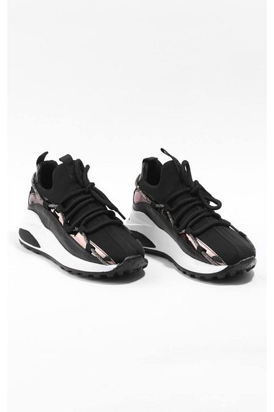 PARİS Paris Black Stone Detailed Thin Stripe Sneaker - Lj694