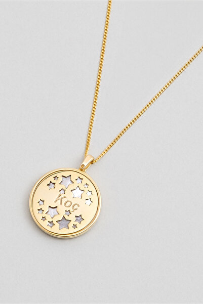 So CHIC... Koç Burcu 18 Ayar Sarı Altın Kaplama 48 Cm Gümüş Sedef Kolye