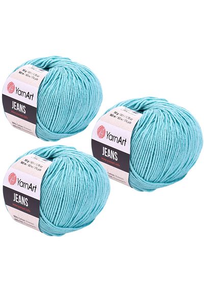 Yarnart Yarn Art Jeans Amigurumi Πλεκτό νήμα 81 Ανοιχτό τιρκουάζ Χρώμα Ζακέτα Πλεκτό νήμα Baby Floss Punch Floss 3 Συσκευασία
