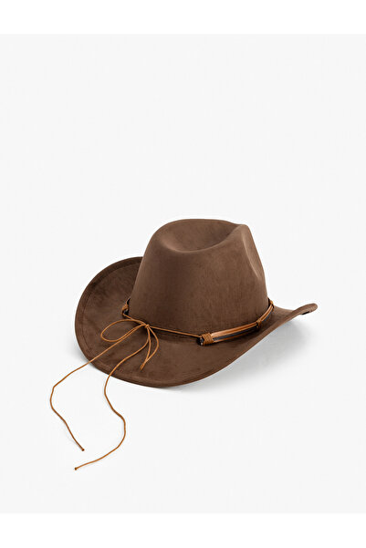 Koton Koton X Zeynep Cushion - Suede Cowboy Hat with Skull Accessory Detail