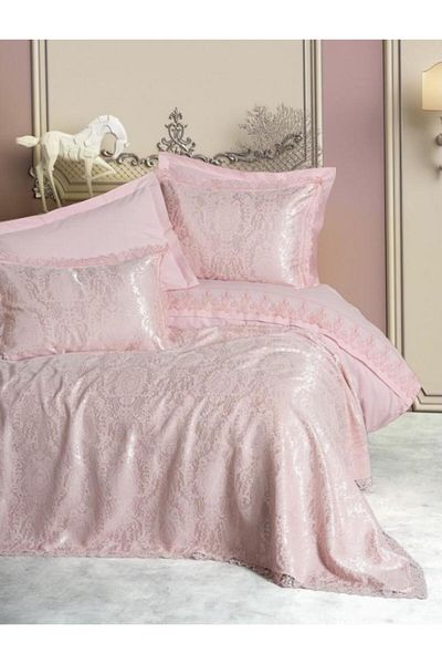 Angoravi Chi Chi Double Pique Duvet Cover Set Silva Pudra