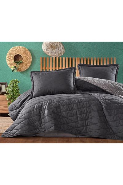 TİCARETSEPETİM Single Bedspread Lorna v6 Anthracite