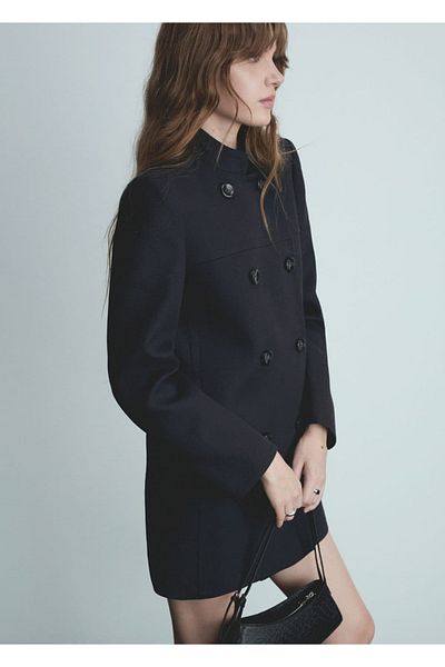 MANGO Woman Dwurzędowy płaszcz o kroju