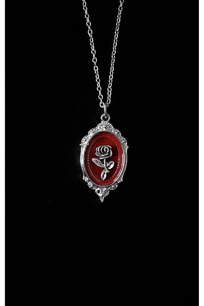 DarkellaStore Gothic Victorian Rose Detail Painting Necklace