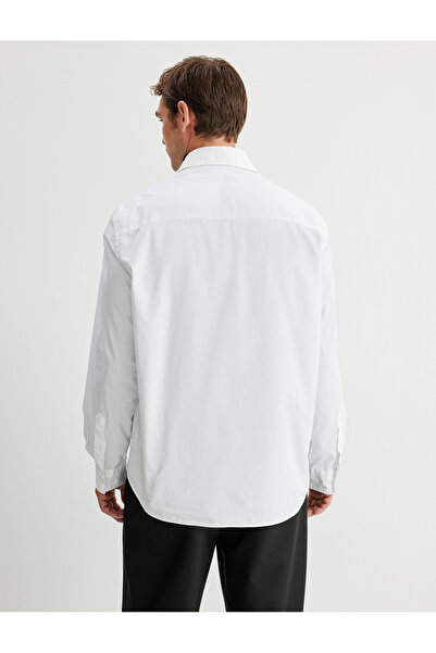 Koton Halbitalienisches Hemd mit Revers, Basic, langärmlig, Baumwollmischung