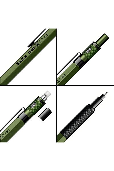 Scrikss Matrix 0.7mm Mekanik Kurşun Kalem Haki
