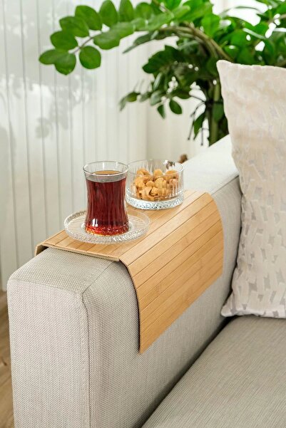 AVANTAGE HOME Rhea - Katlanabilir Bambu Kolçak Tepsi Portatif Koltuk Kolu Sehpa Çekyat Yan Kol Tepsisi 29 X 40 Cm