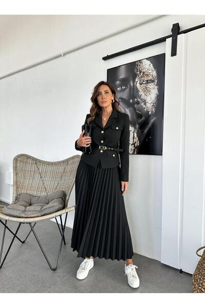 Zerrincan Giyim Prémiová sada černé bundy a sukně