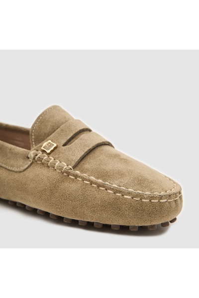 TOGO Olive Yeşil Süet Hakiki Deri Kadın Loafer Ayakkabı [060038]