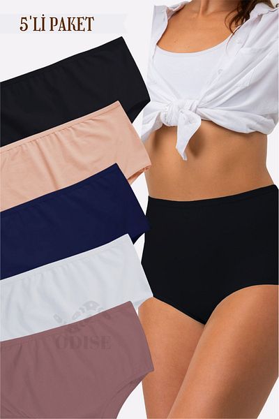ODISE High Waist Lycra Wide Brim Cotton Women's Panties - Oversize Size Pack of 5
