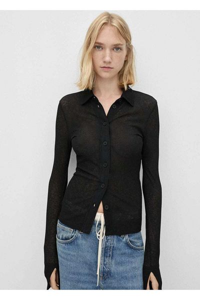 MANGO Woman Long Sleeve Fitted Shirt