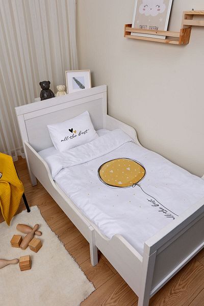 Tuğba Kuğu Park Bed Crib Duvet Cover Set (80x120) - Vibe Series - Large Yellow Balloon