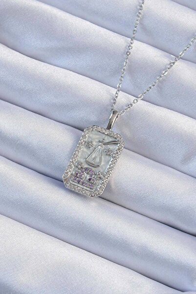 Clariss 316L Steel Chain Silver Color Lilac Zircon Stone Tarot Necklace