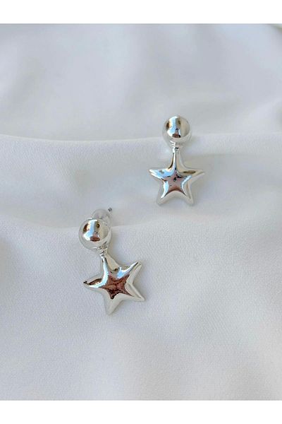 Eylülün Takısı Star Patterned Women's Silver Earrings