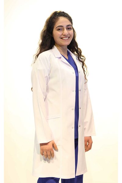 DENİZ İŞ Doctor Nurse Teacher Women's Long Length Shirt Collar White Apron