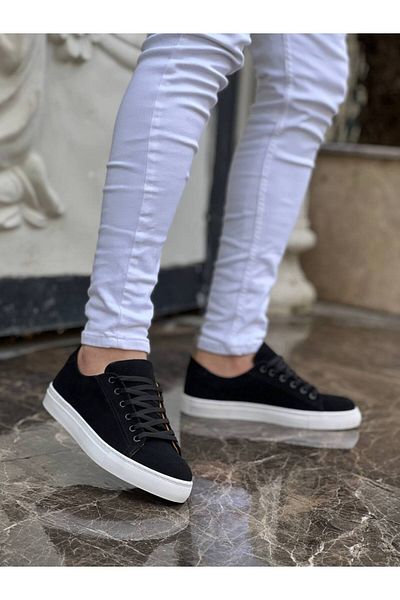 BOA KB 122 Black Suede - High-Sole Lace-Up Men's Casual Shoes