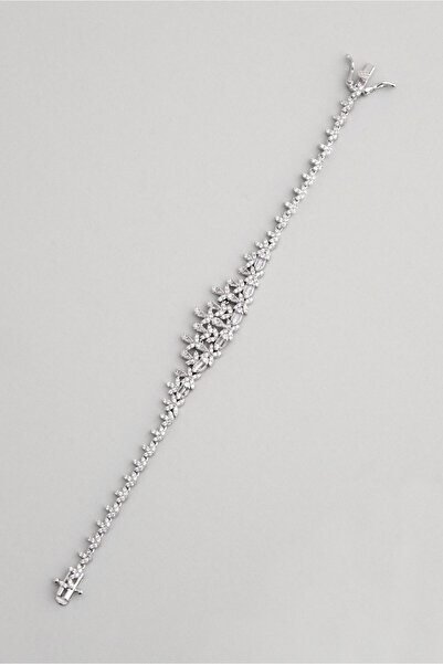 So CHIC... Bahar Çiçekleri 18 Ayar Beyaz Altın Kaplama Gümüş Tasarım Bileklik