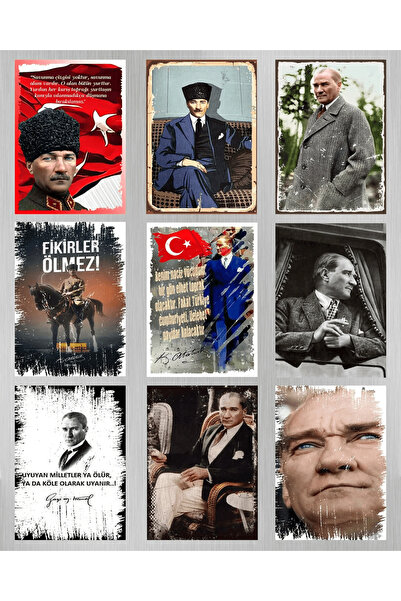 hediyeniburadabul Σετ Ξύλινων Πινάκων Ζωγραφικής 9 Τεμαχίων Σχεδιασμού Μουστα...