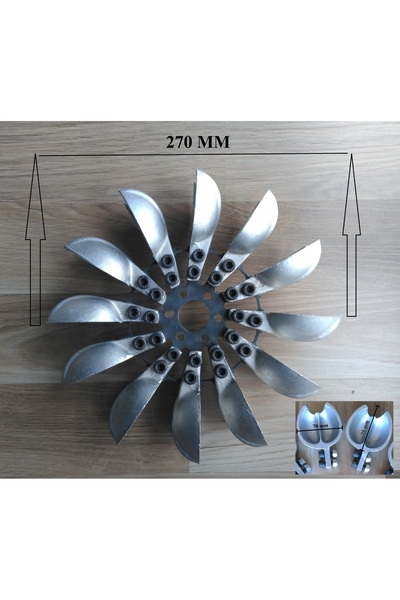 Store Pelton Türbin Çarkı ( Dış Çap = 270 mm & 10.63 inch ) Alüminyum Kaşıklı