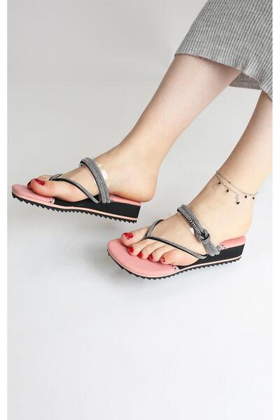 PARİS Papuci Eva negri - Paris Pudraya, cu detaliu de piatră fină