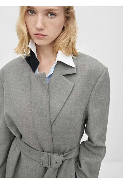 MANGO Woman Belted Double Breasted Coat