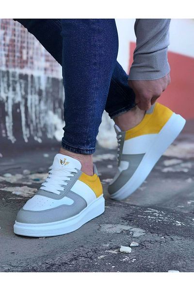Hera Giyim Men's Casual White Yellow Shoes