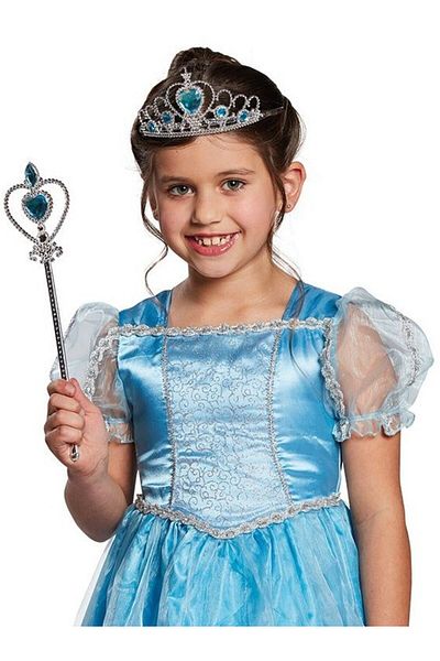 Wovna Frozen Elsa Blue Heart Crown and Blue Wand Set for Children