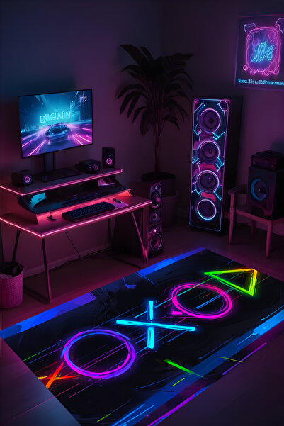 Noble Halı Dijital Baskı Gamer Oyuncu Makinada Yıkanabilir Genç Odası Oyun Odası Halısı