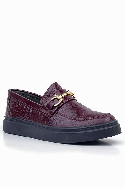 Rakerplus Loafer clasic pentru copii - Pantofi cu cataramă roșu Claret