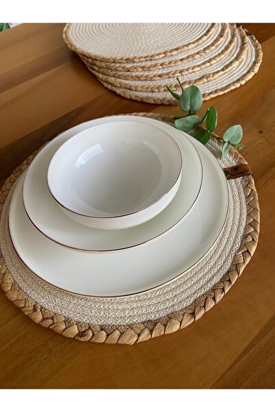 Nev Design طقم شاحن مفصل من القش بلون كريمي مكون من 6 قطع - خدمة أمريكية