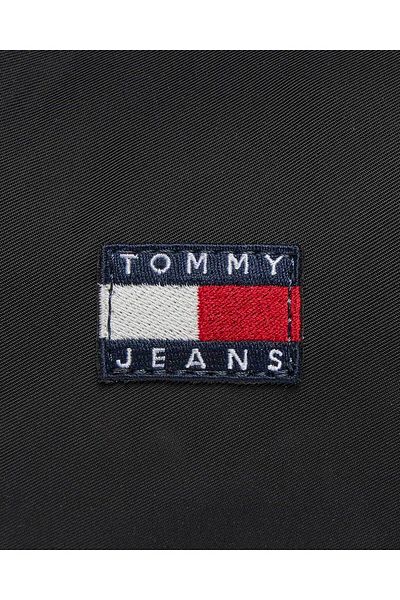 Tommy Hilfiger Women's Leather Brand Logo Zippered Daily Use Black Shoulder Bag AW0AW15823-BDS