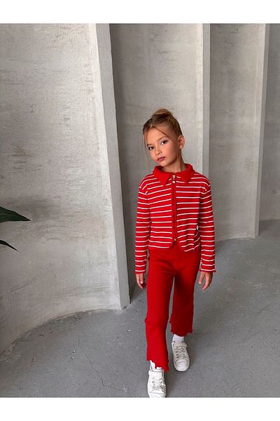 le petit sole Girl's Collared Zippered Top and Bottom Set