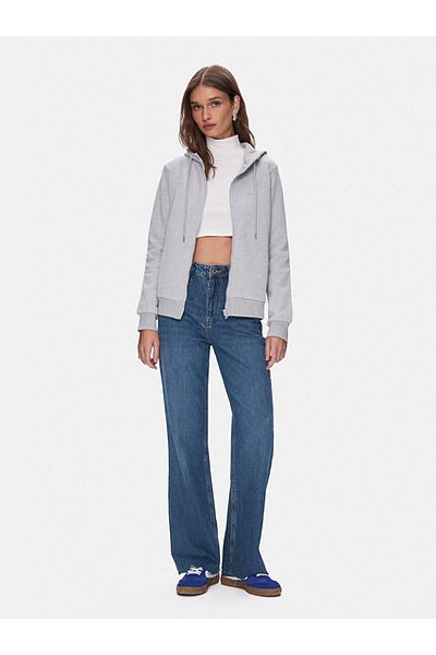 Ltb Šedá obyčejná mikina s kapucí Regular Fit