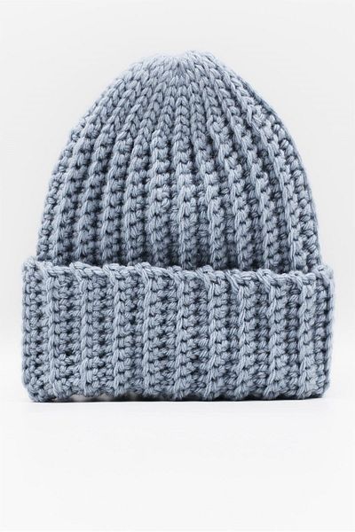 Külah Women's Hand Knitted Winter Wool Beret Denim