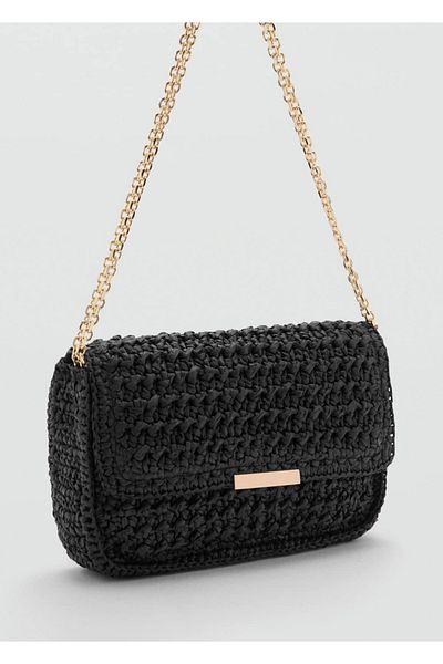 MANGO Woman Natural Fiber Shoulder Bag