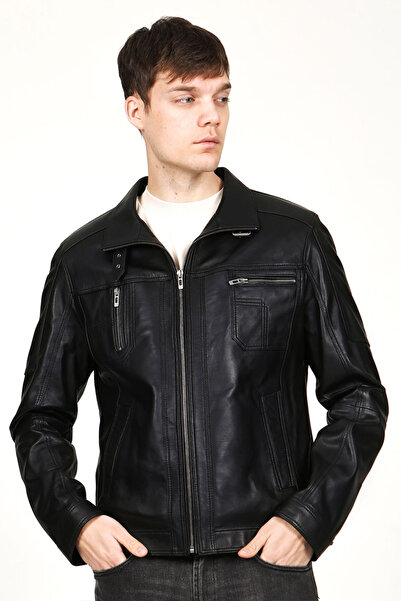 Dericlub E1047 Gerçek Deri Erkek Mont Siyah